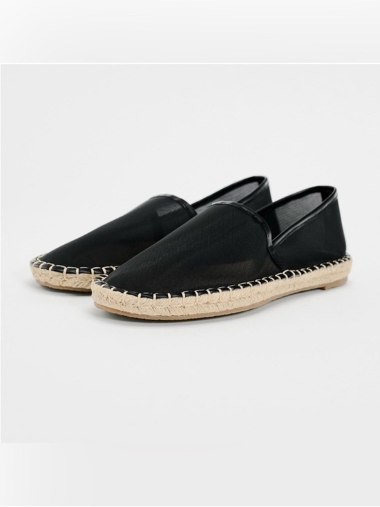 Zara Shoes - Zara Black Mesh Espadrille Slip-On Loafers